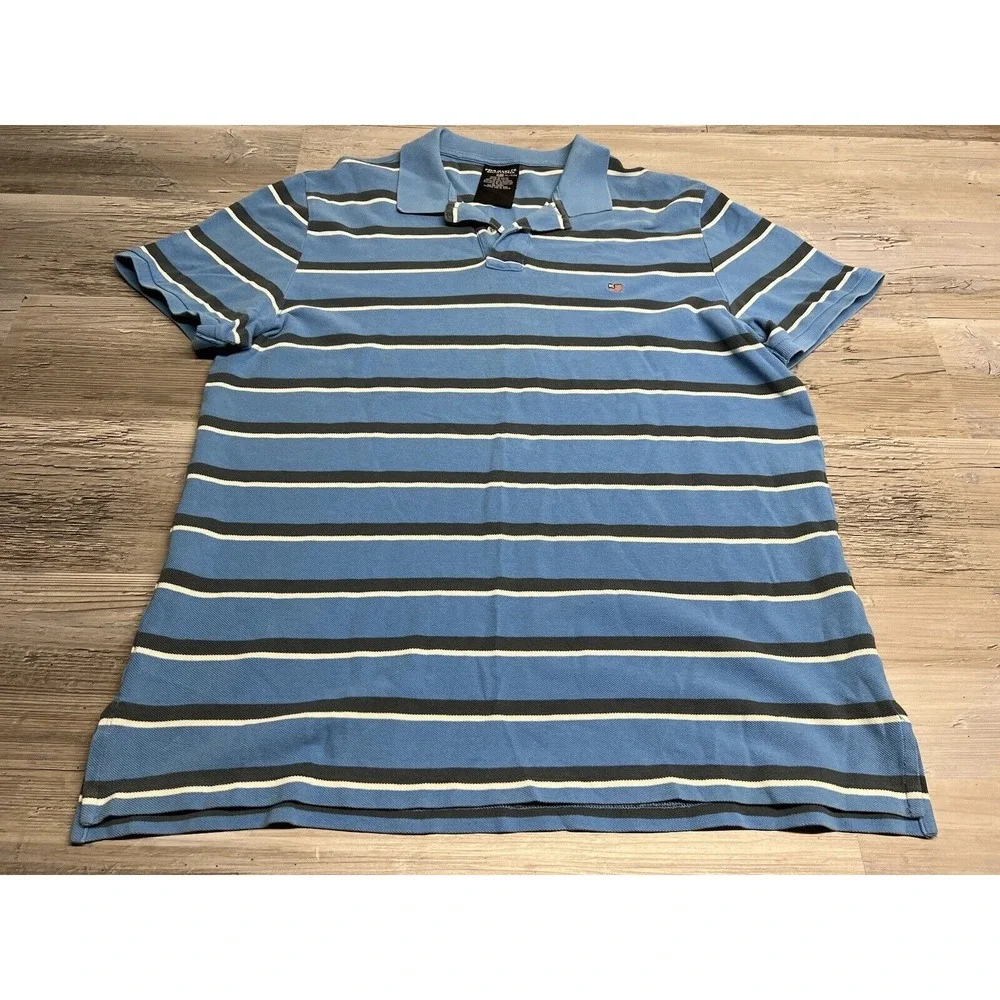 Polo‎ Jeans Co Ralph Lauren Shirt Men's XL Blue & Navy Striped Ribbed